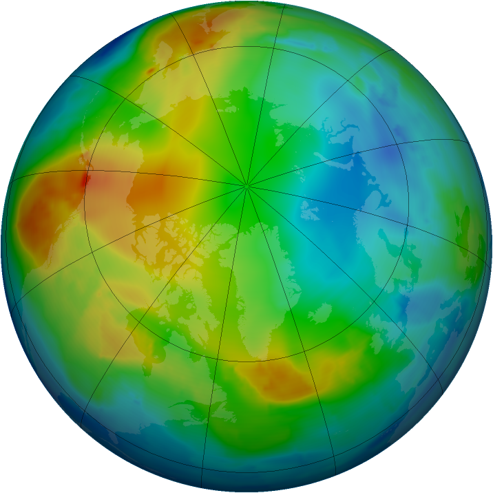 Arctic ozone map for 20 December 2012